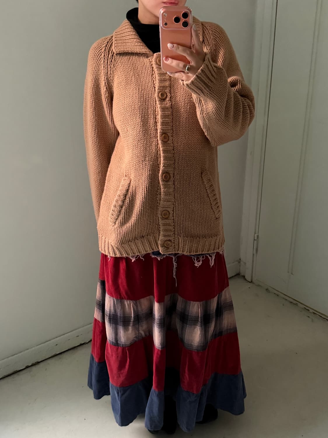 일본빈티지 숄카라 브라운 울 스웨터니트 상품이미지1