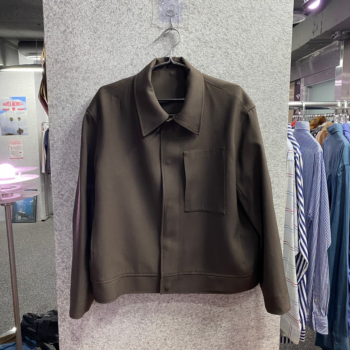 쿠어 오버핏 울 크롭 다크브라운 자켓 B4671 상품이미지2