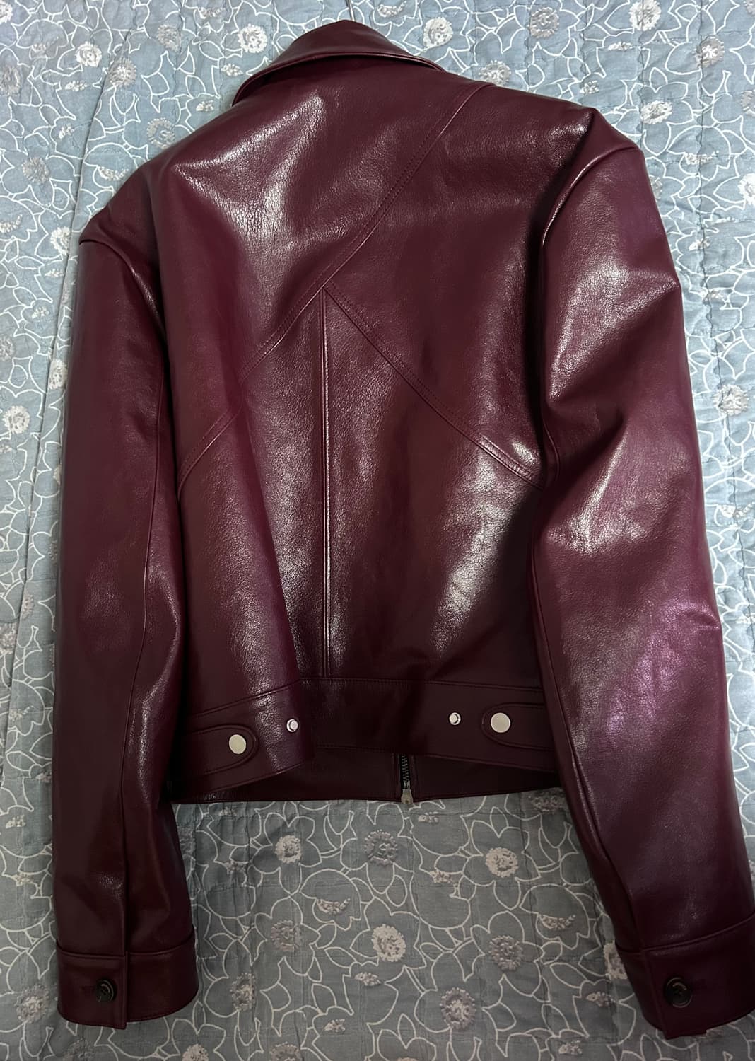 웨이비니스 프레임 버건디 크롭 레더자켓 상품이미지2