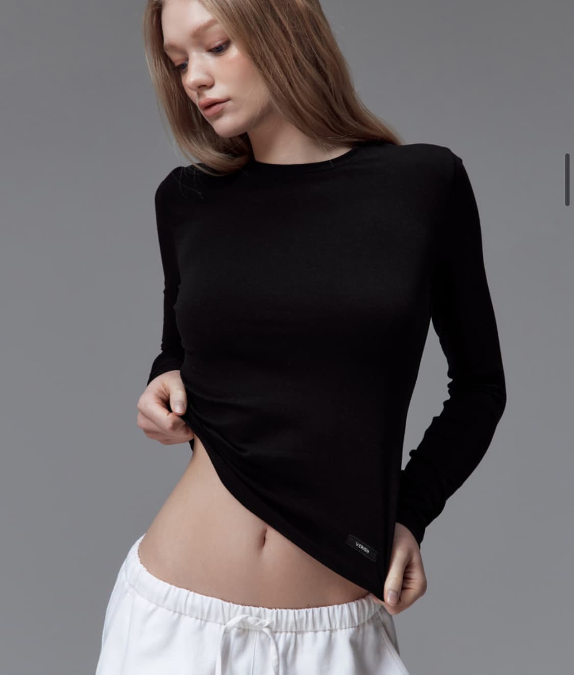 베리시 뉴베이직 피티드 롱 슬리브 티셔츠(블랙)/L 상품이미지2