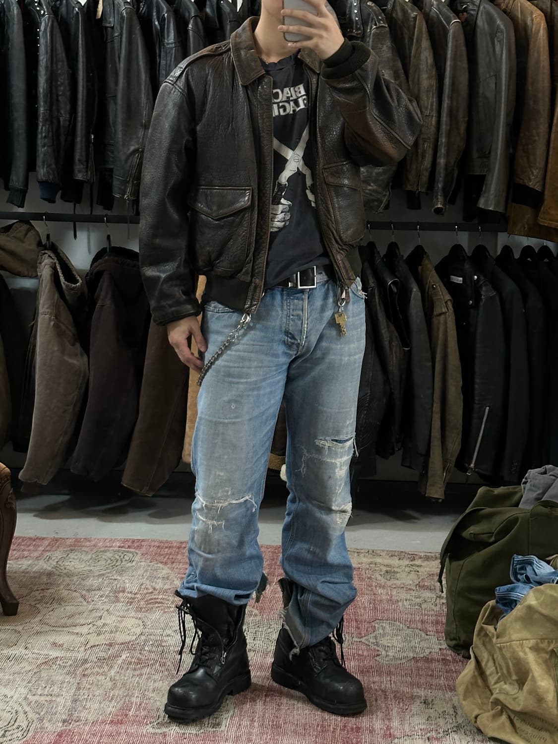 80's OG 아비렉스 레더 A-2 자켓 빈티지 레더 봄버 자켓 상품이미지2