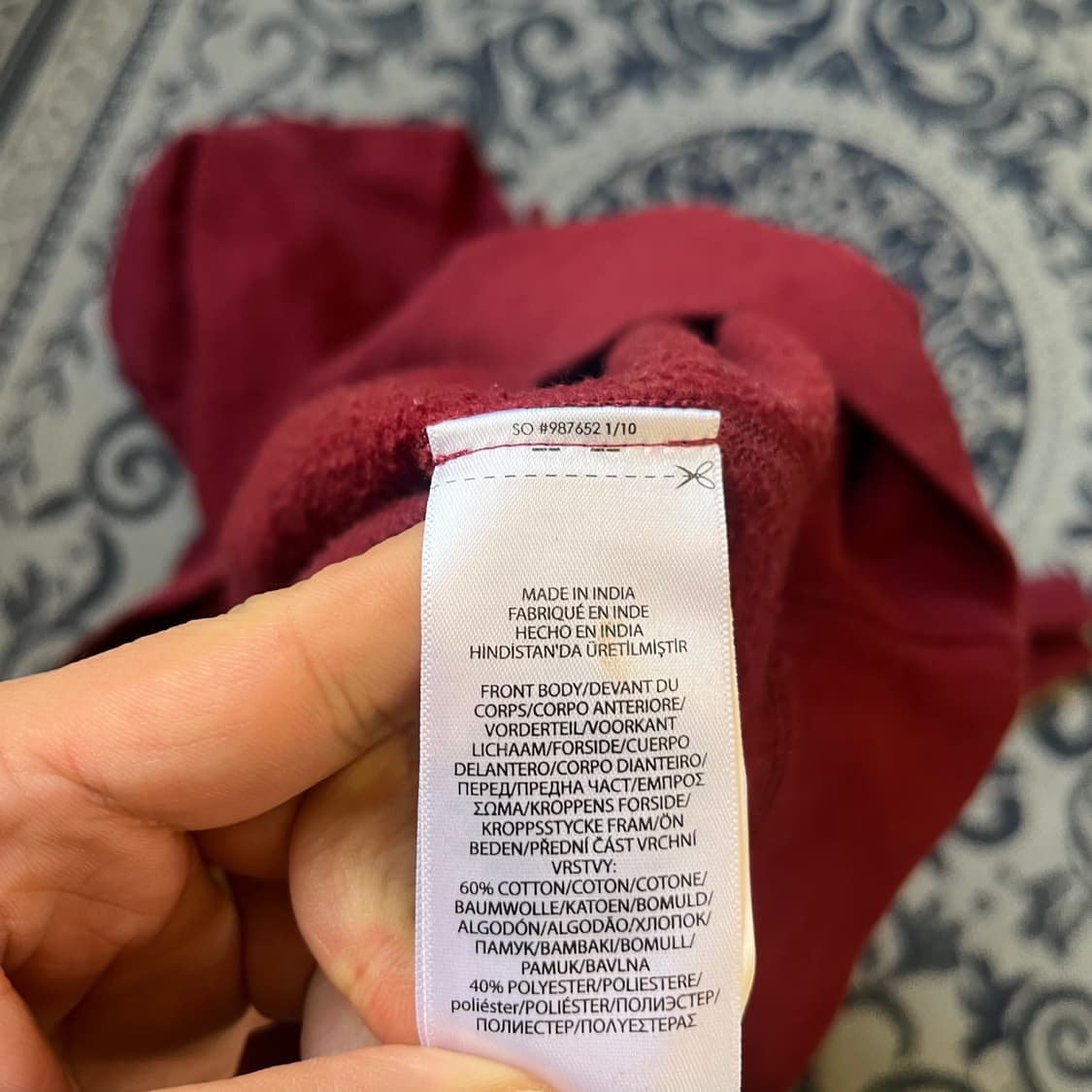 XL 폴로 버건디 후드티/W2303 상품이미지5