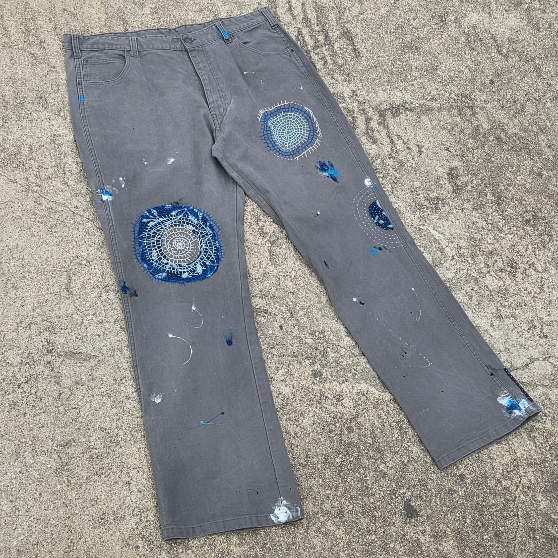 S.O/자수, 패치워크, 핸드페인팅 커스텀 팬츠 상품이미지1