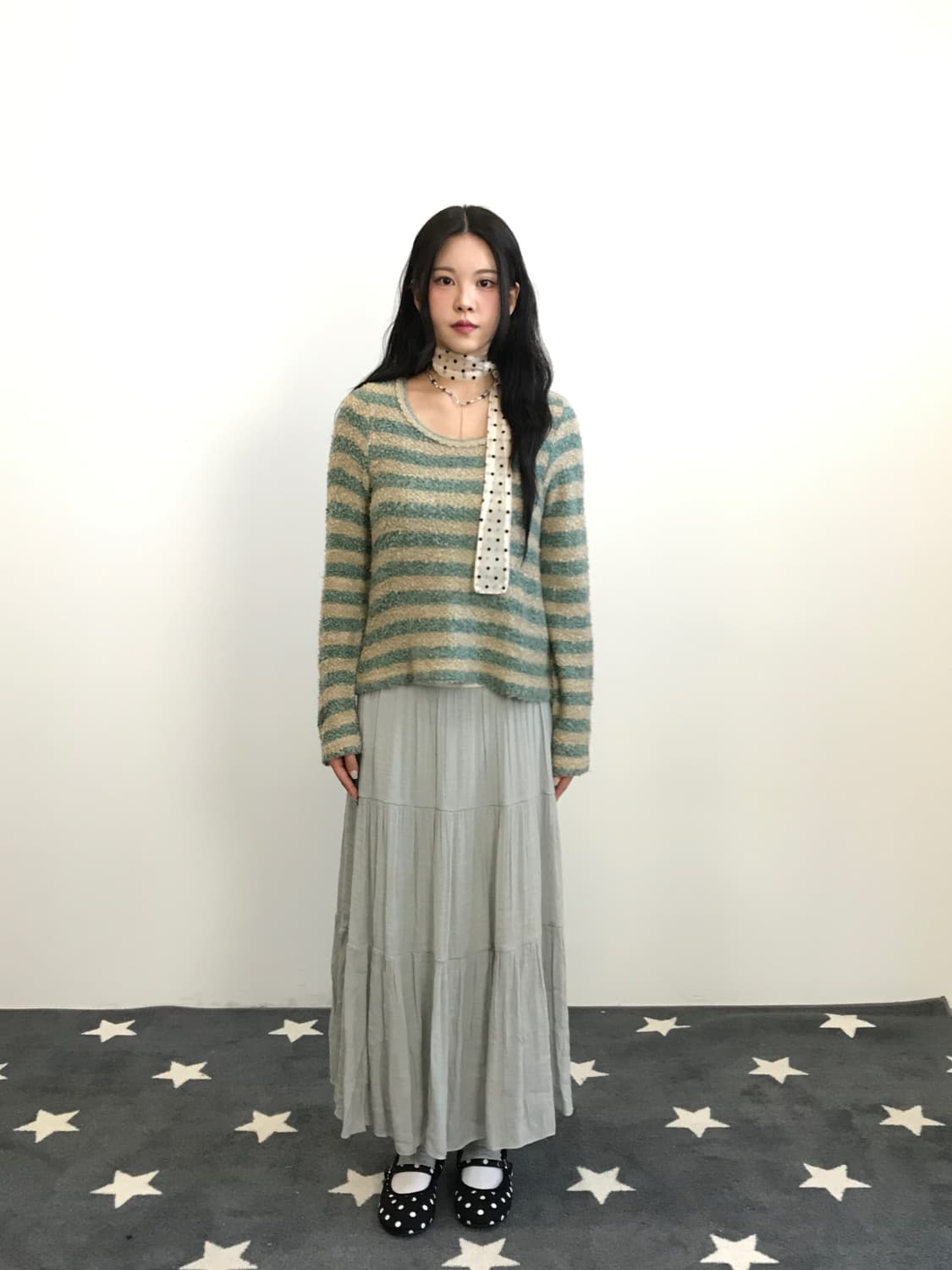 Axes Femme Mint Acrylic Striped Sweater 상품이미지1