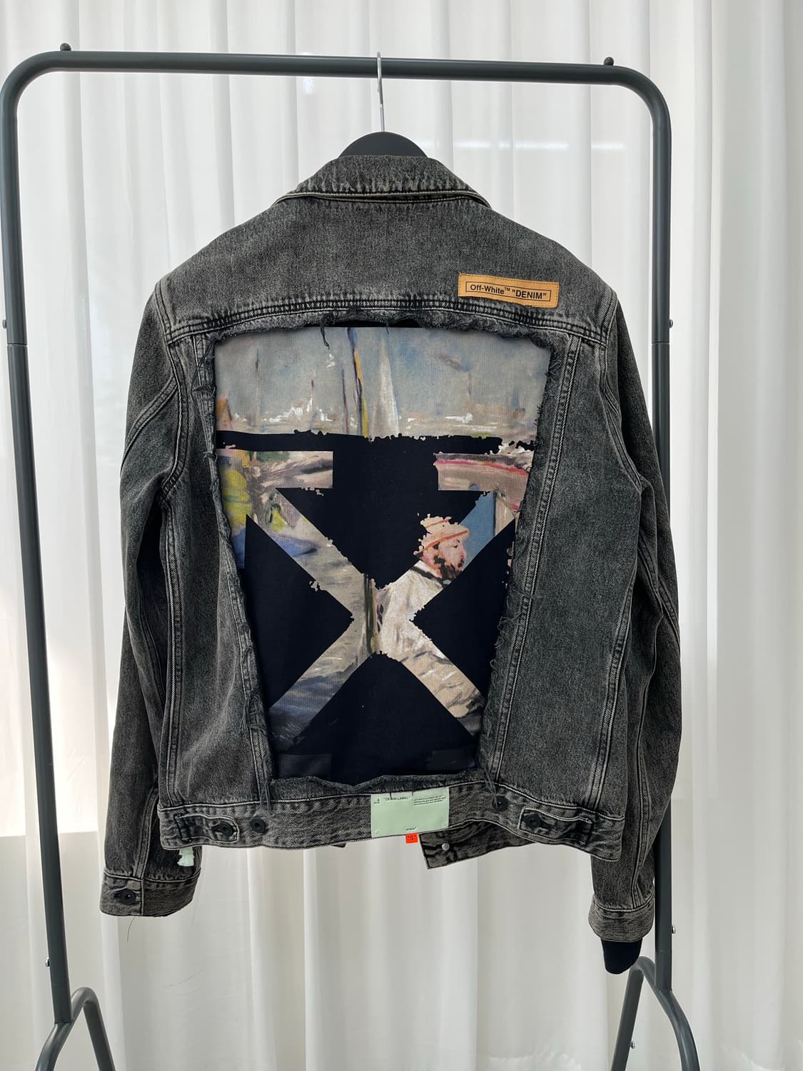 오프화이트 유화 흑청 데님 자켓 XL 상품이미지2