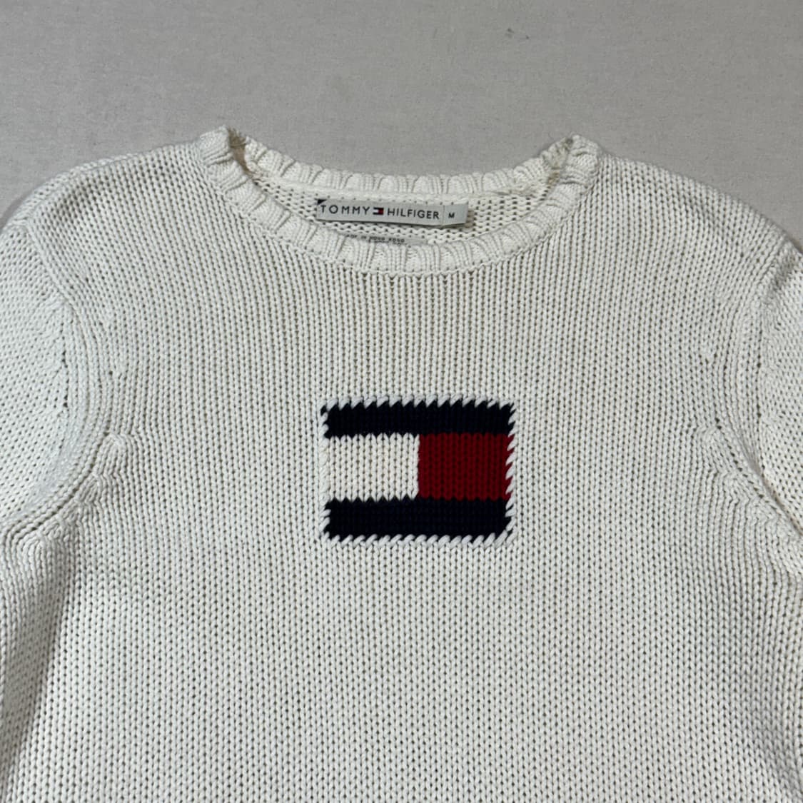 M) 타미힐피거 로고 헤비코튼 라운드넥 니트 상품이미지3