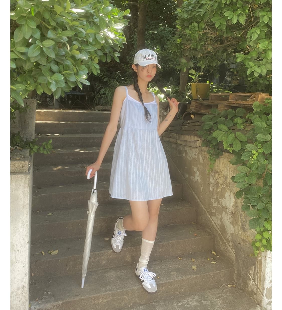 키시 모먼트 뒷밴딩 슬립 나시 미니 원피스 소라 상품이미지2