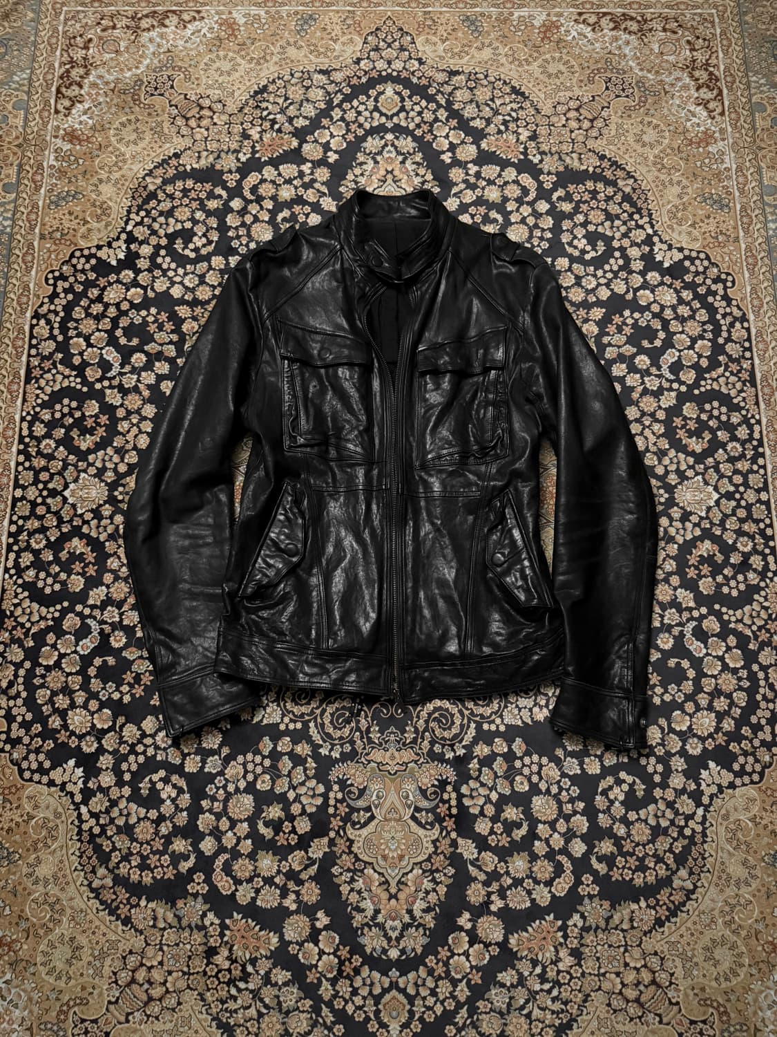 Back cross lamb skin leather jacket 상품이미지5