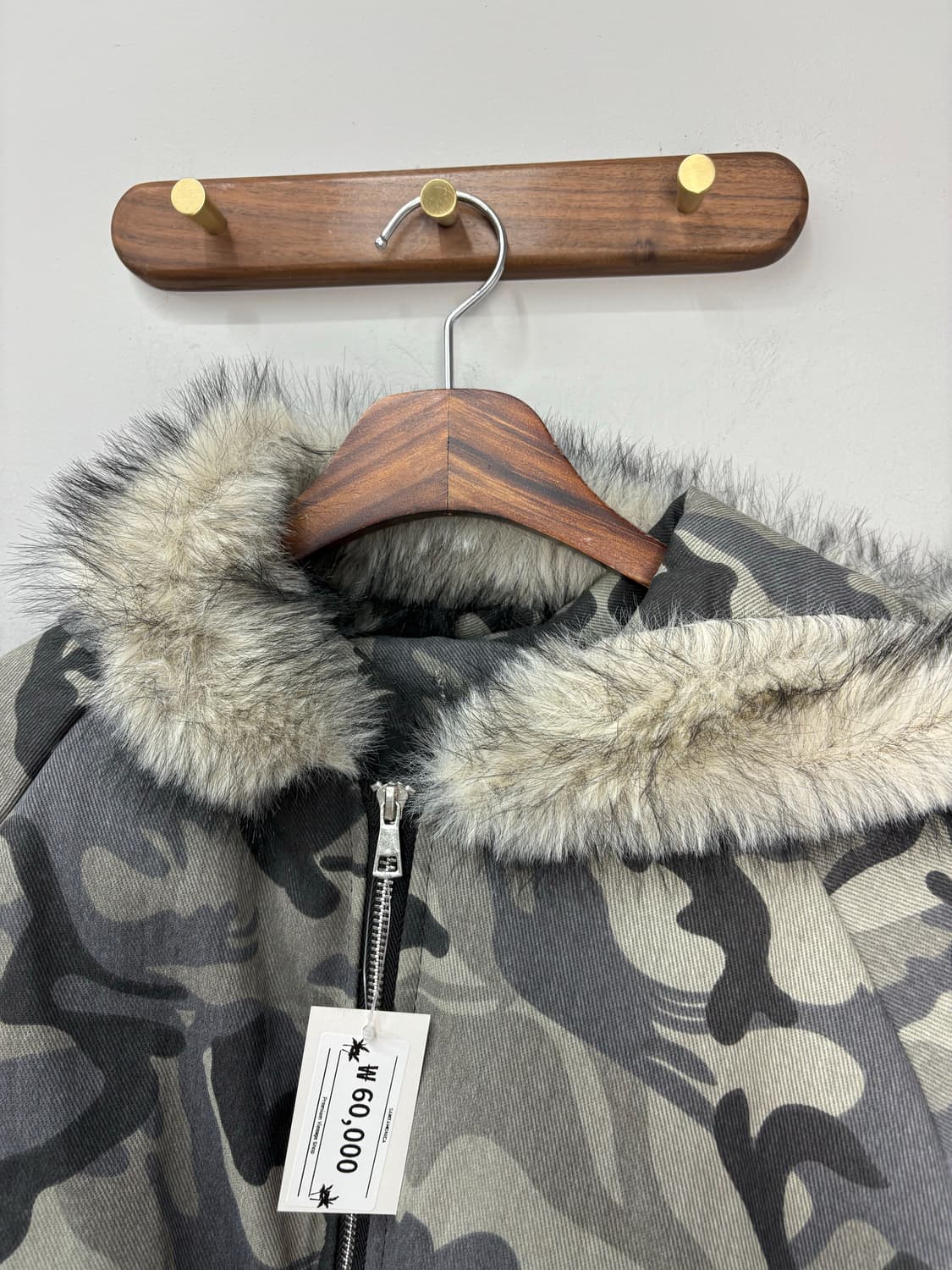 빈티지 카모 퍼 후드패딩 자켓 A3160 상품이미지5