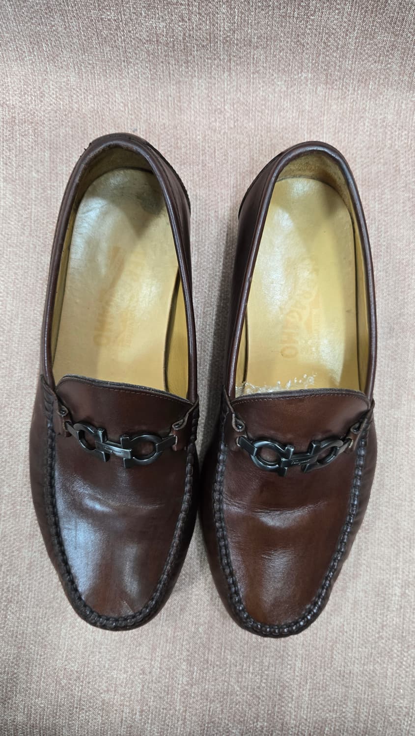 살바토레 페라가모 260mm- 정품 간치니 남성용 브라운 가죽 로퍼 상품이미지2