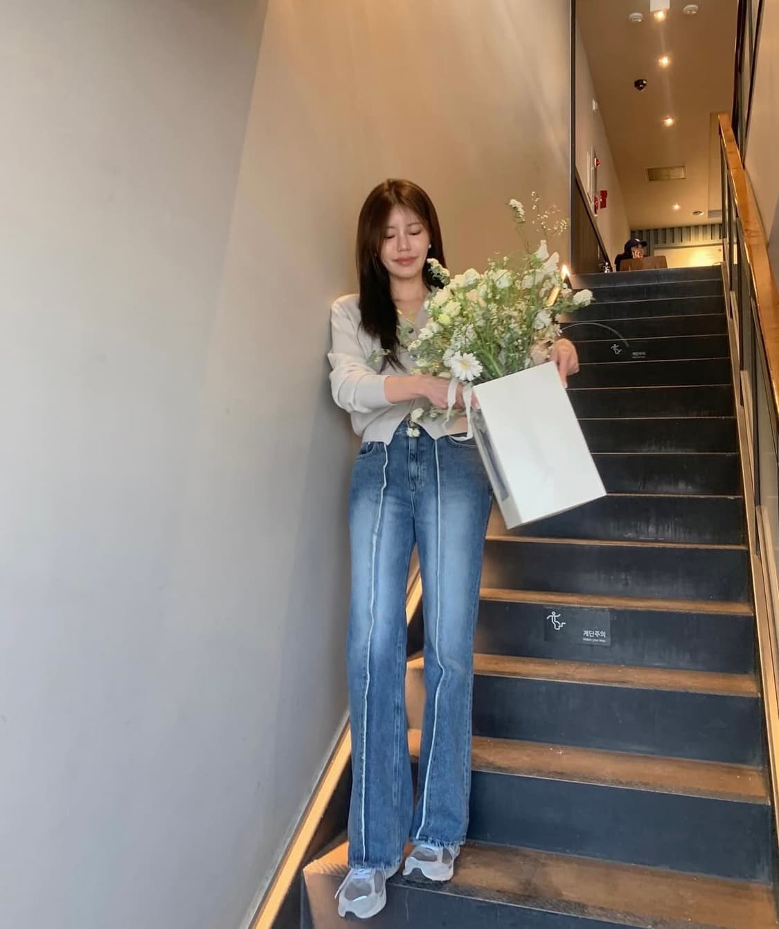 [새상품/L]하와 프린지 플로우 데님 청바지 세미부츠컷 하와 자체제작 상품이미지4