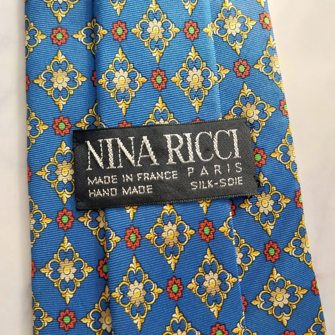 니나리치 실크 블루 모자이크 패턴 넥타이 10.2cm A+등급 K1302 상품이미지8