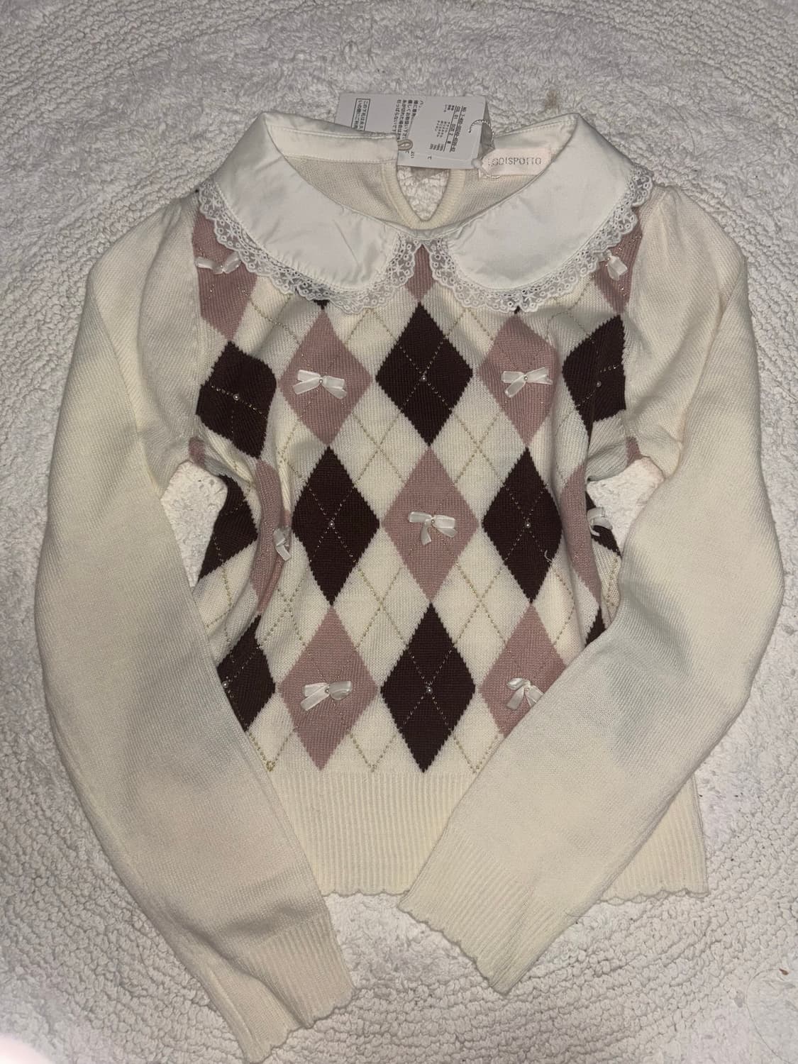 리즈리사깔 아가일 니트 일브 라떼갸루 상품이미지1