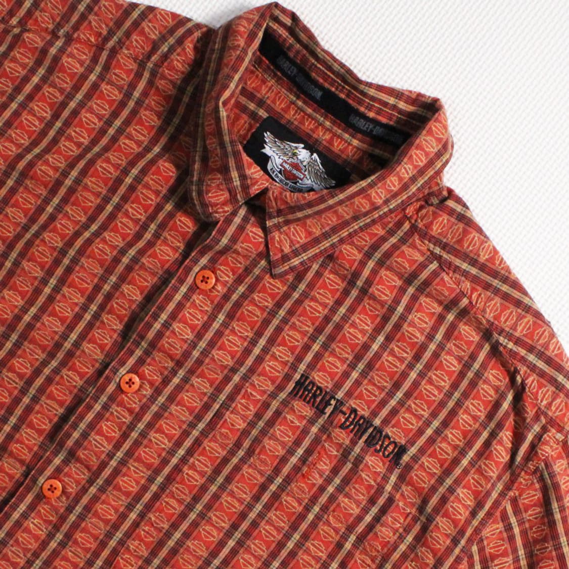 Harley-Davidson 할리 데이비슨 빈티지 체크 반팔셔츠 상품이미지3