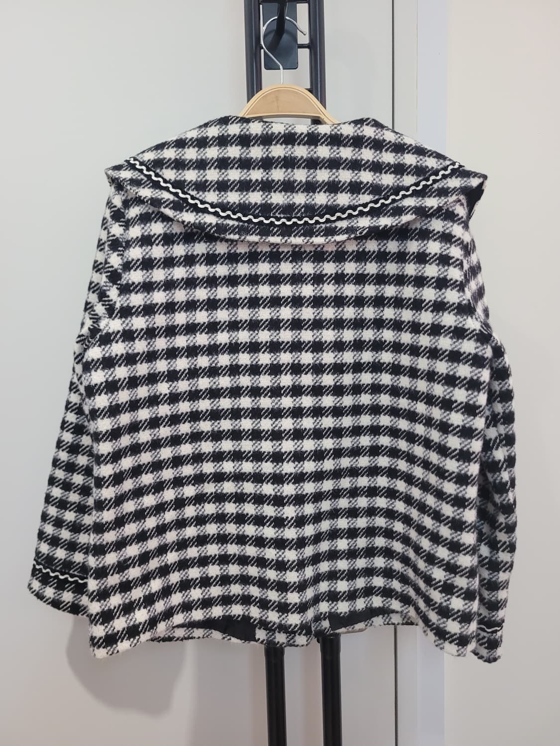 체크 패턴 세일러 카라 겨울 자켓 여성용 55~66 상품이미지8