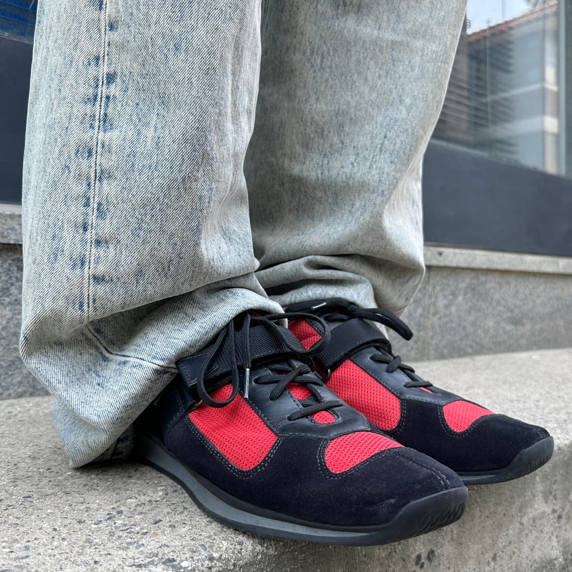 00s 초 레어 프라다 스포츠 벨크로 스퀘어 토 스니커즈 상품이미지7