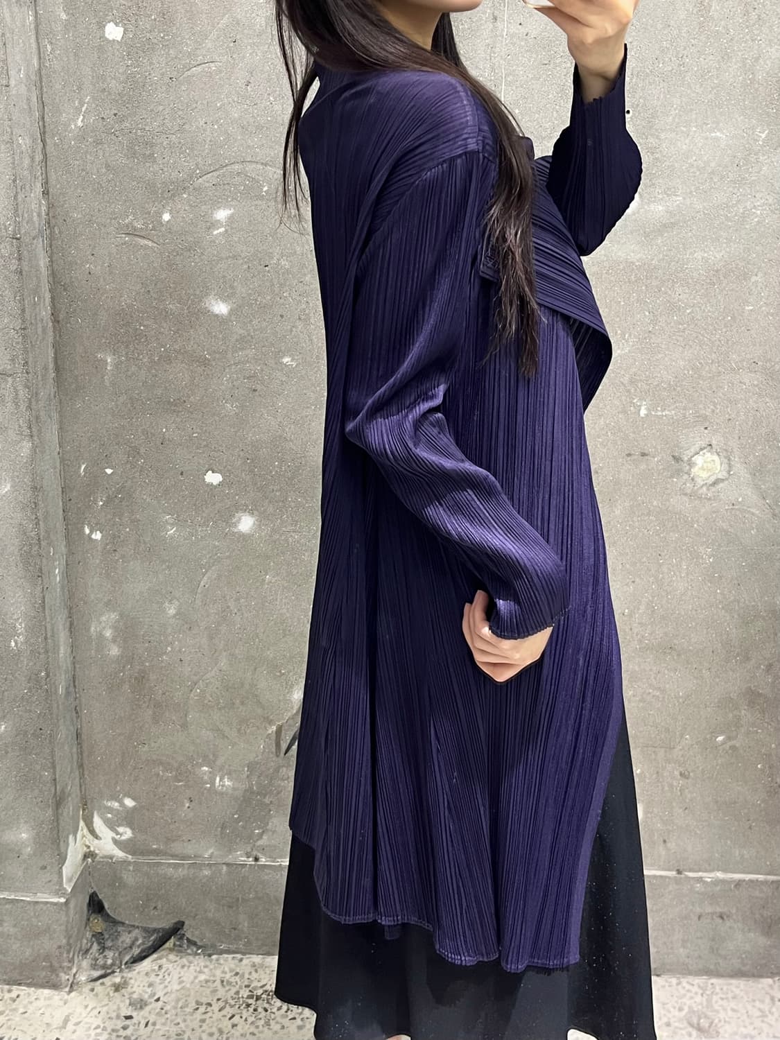 Pleats Please 플리츠플리즈 퍼플 오픈 롱 가디건 상품이미지3