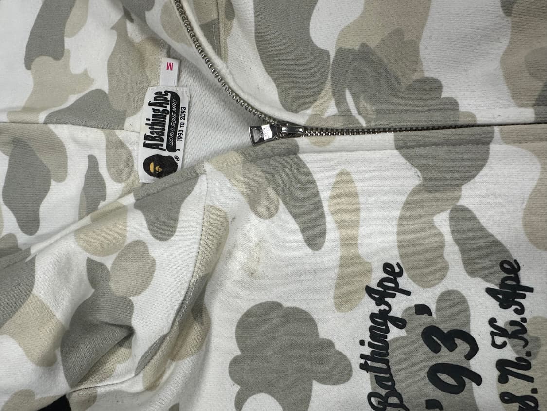 베이프 카모 오버사이즈 풀 집 후드 화이트 상품이미지5