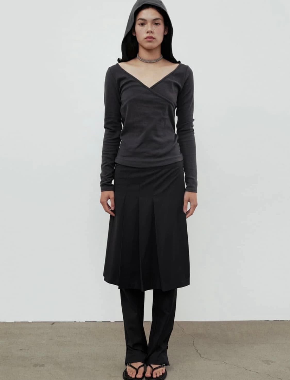 cerric 플리츠 레이어드 스커트 상품이미지1