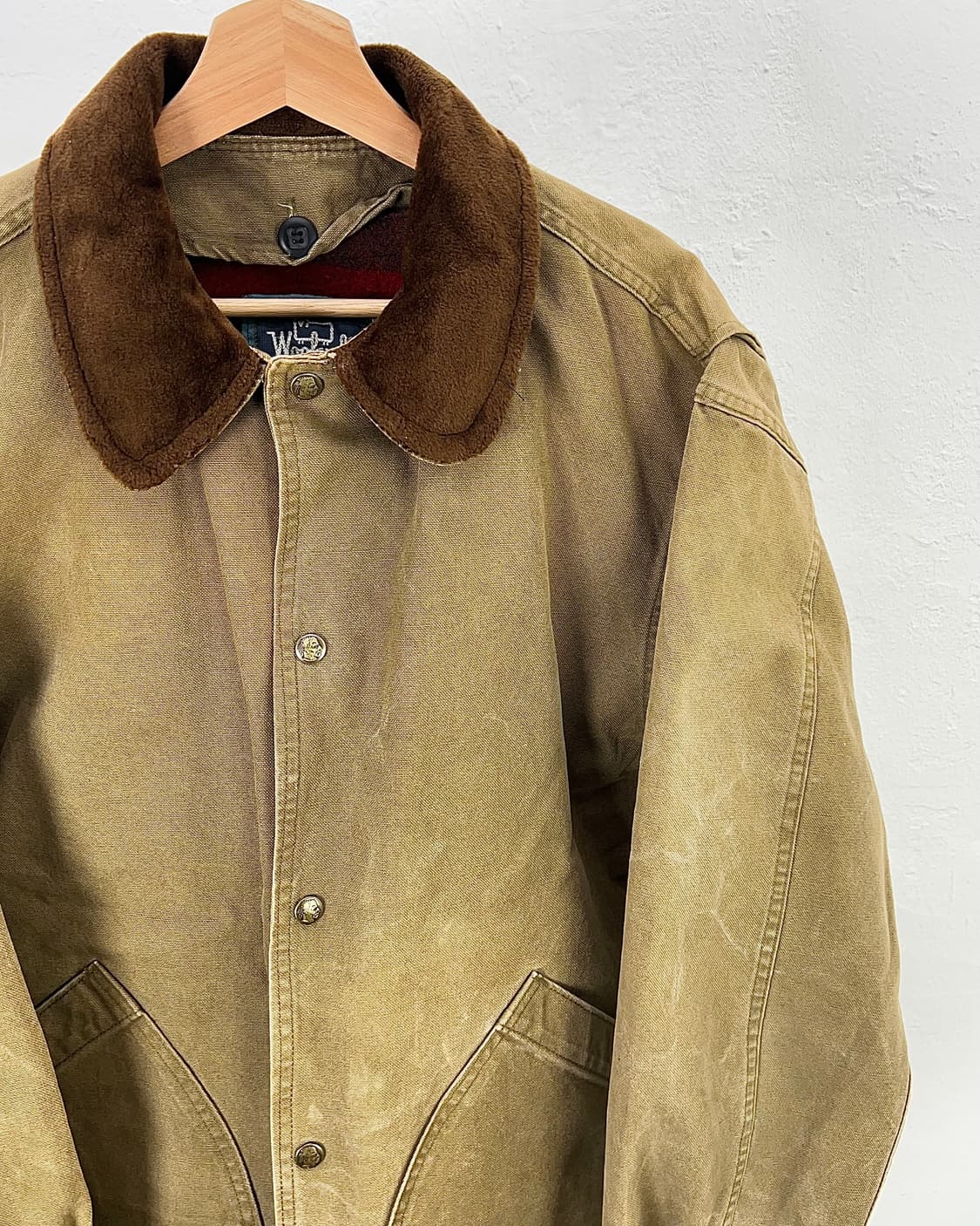 90s 울리치 베이지 워크 덕 체크 캔버스 초어 자켓 상품이미지3