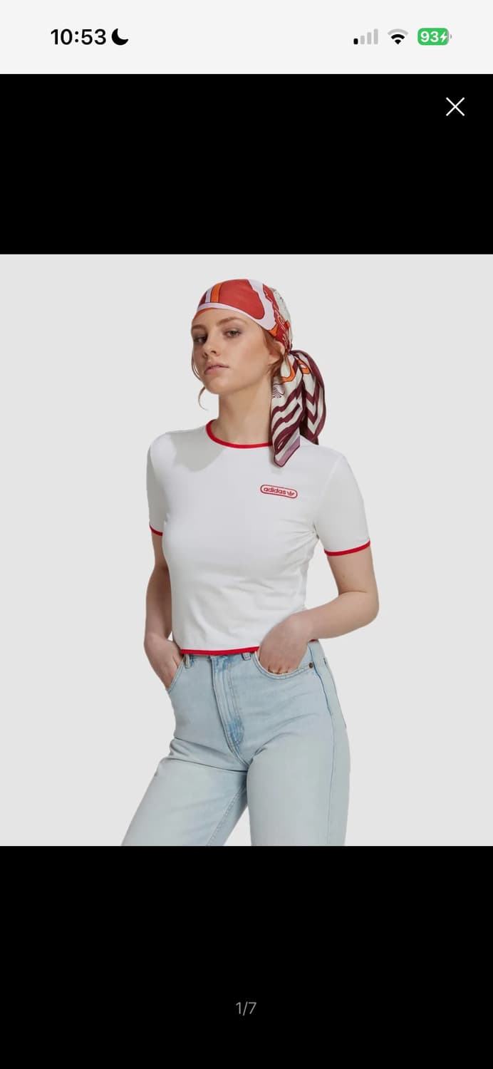 아디다스 바인딩 디테일 크롭티 레드 화이트 상품이미지1