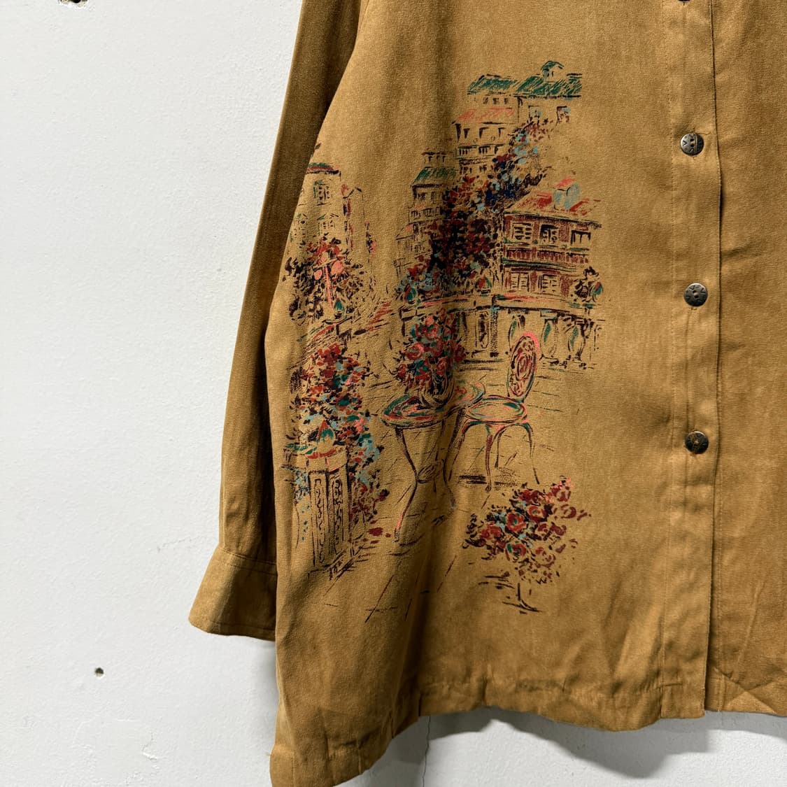 VTG 빈티지 오버사이즈 스웨이드 웨스턴 포인트 프린팅 패턴 긴팔 셔츠 상품이미지4