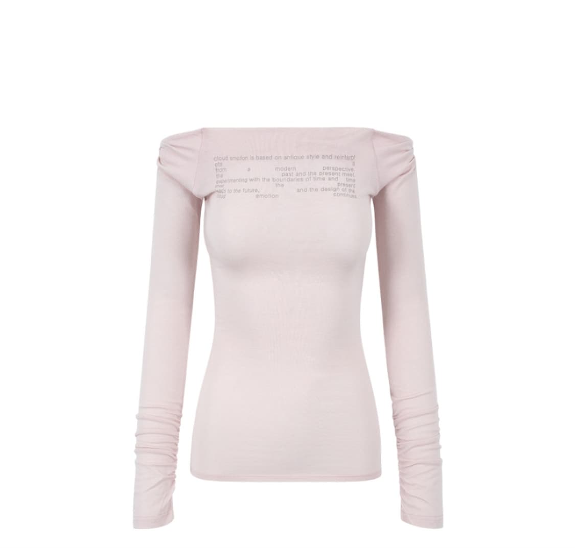 클라우드이모션 티셔츠 어글리 레터링 오프 셔링 탑 핑크 상품이미지1