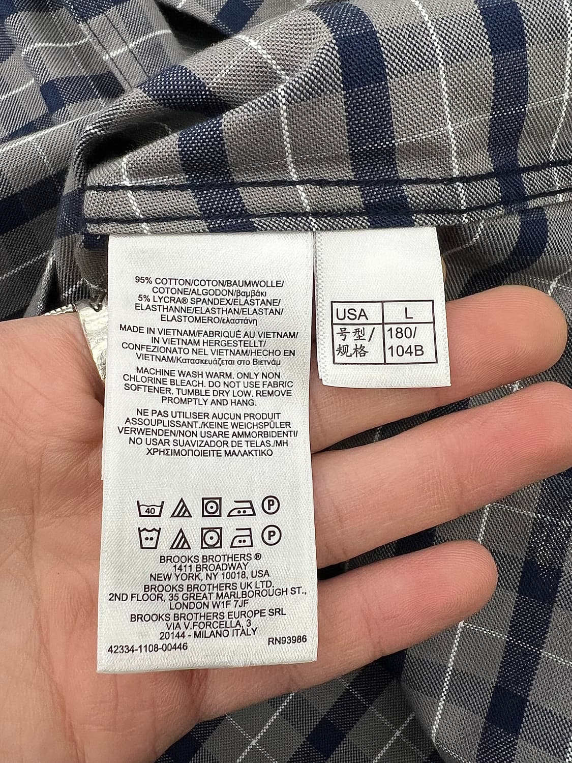 브룩스 브라더스 차콜 그레이 옴브레 체크 플래드 필드 셔츠 상품이미지8