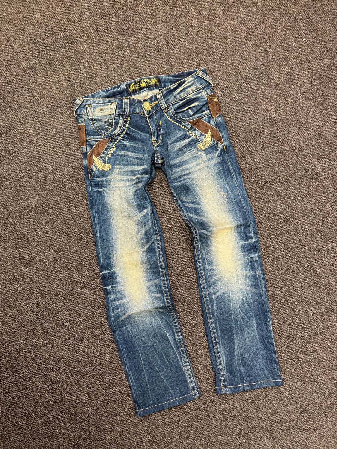 25)레드페퍼 빈티지 Y2K 스컬패치 자수 로우라이즈 데님팬츠 상품이미지4