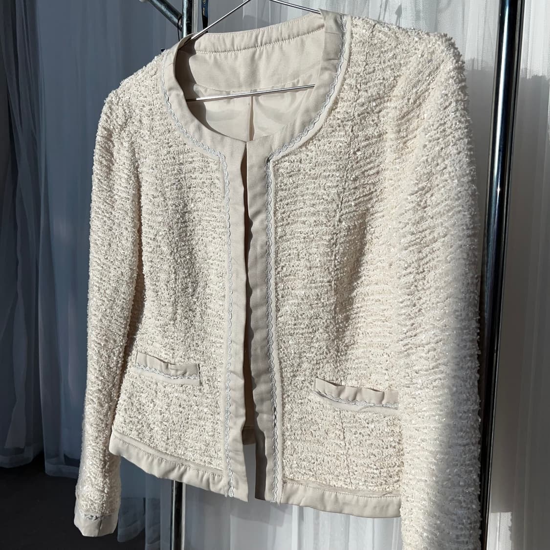 [하객룩 백화점퀄]화이트 펄 트위드 자켓 아이보리 상품이미지2