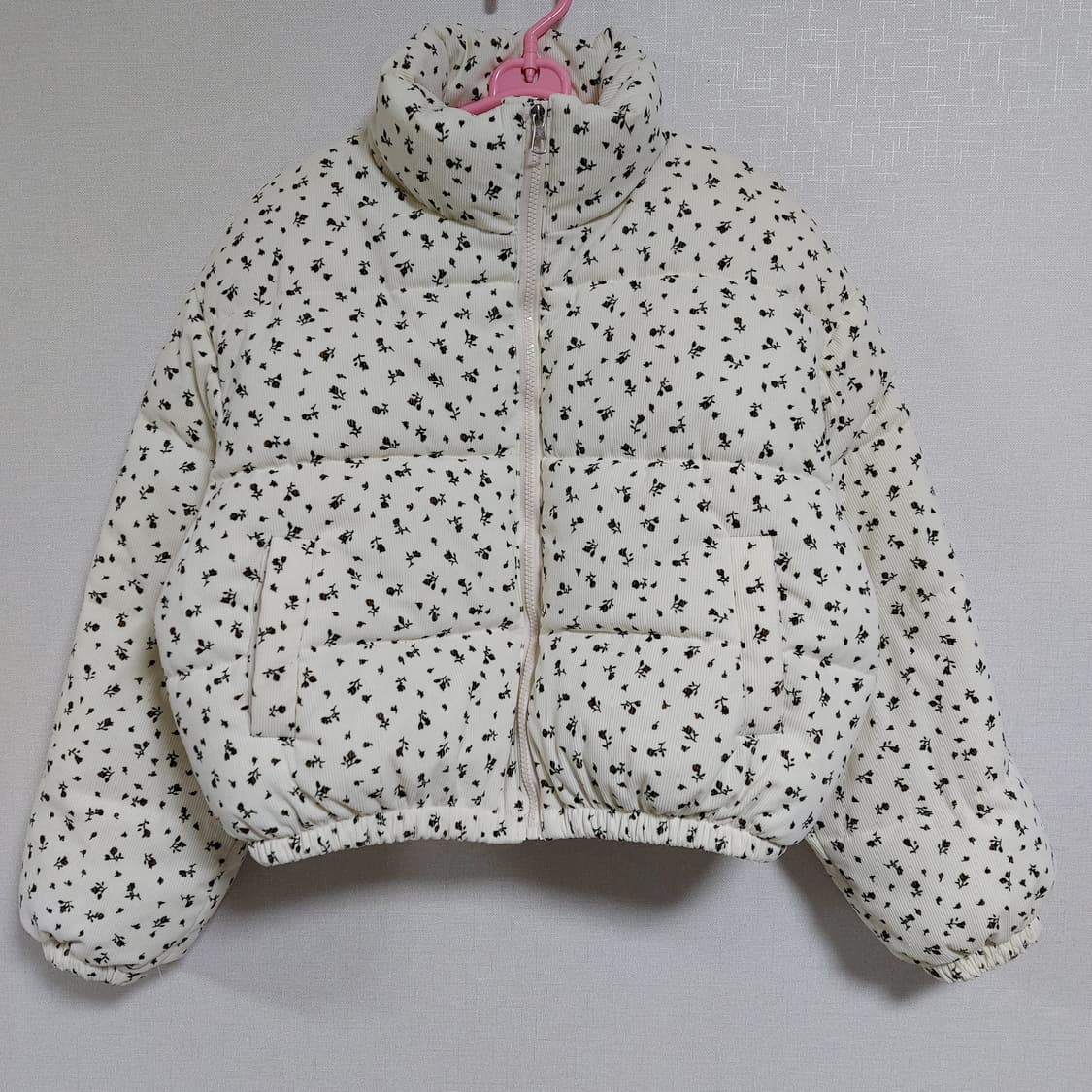 코듀로이 플라워 숏패딩 잔꽃 골덴 세미크롭 점퍼 상품이미지3