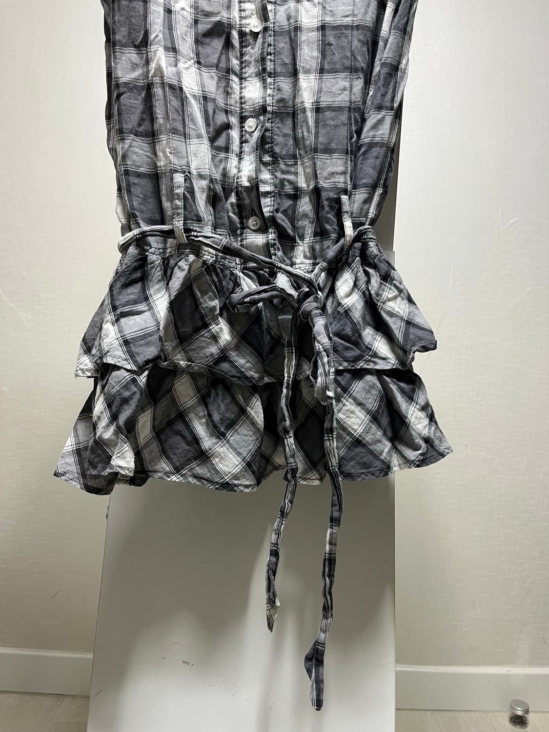 빈티지 무채색 체크 캉캉 원피스 상품이미지3