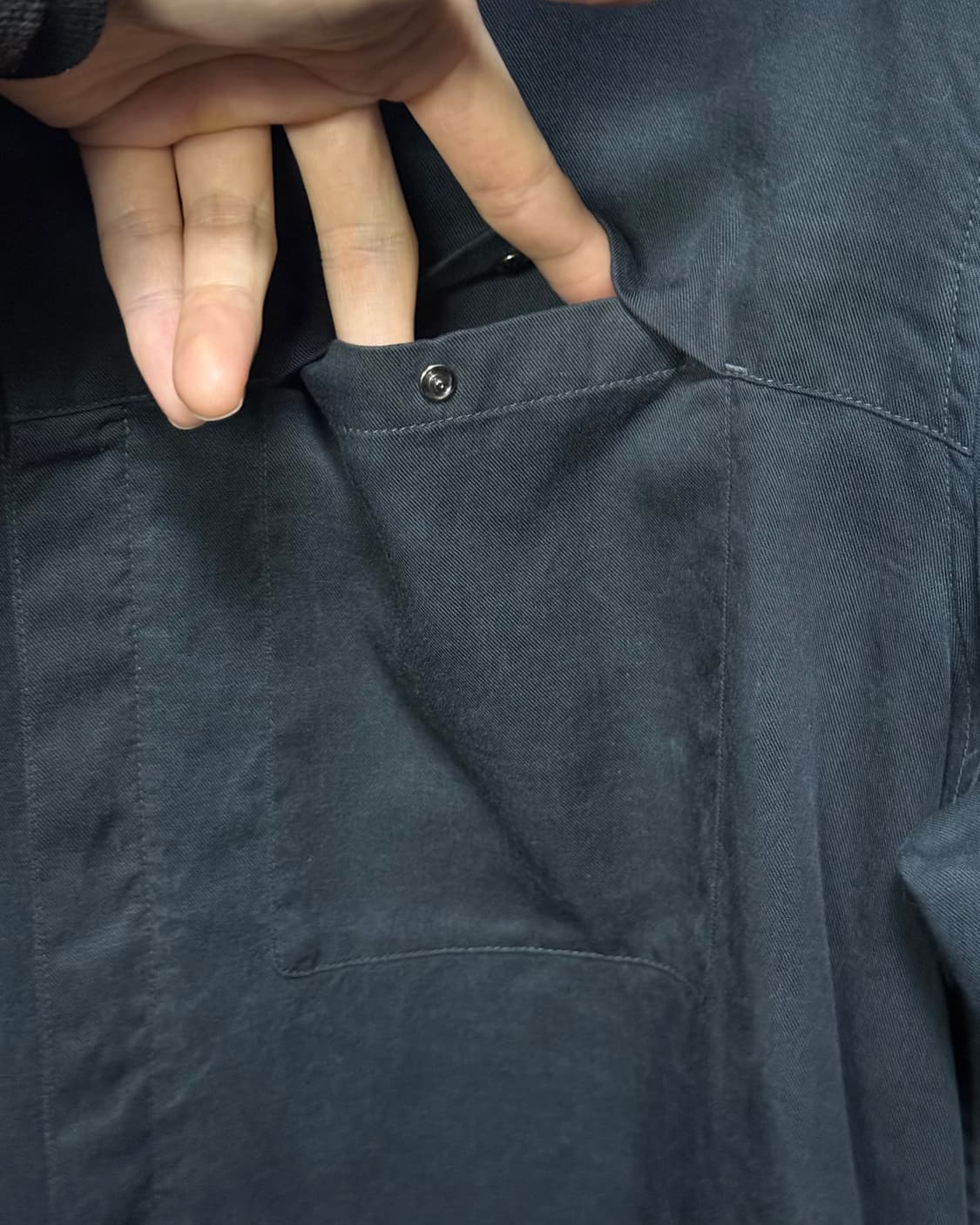 DKNY 워시드 코튼 네이비 남색 포켓 드레스 셔츠 자개 단추 100 L 상품이미지6