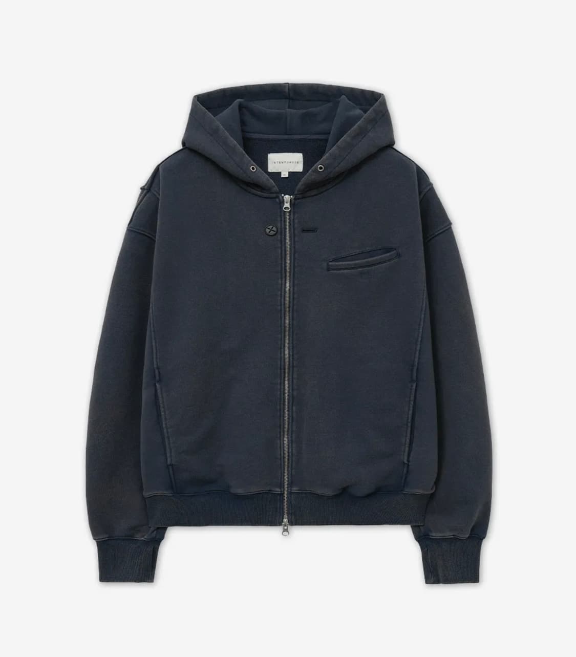 인템포무드 버튼홀 워싱 후드 집업 상품이미지1