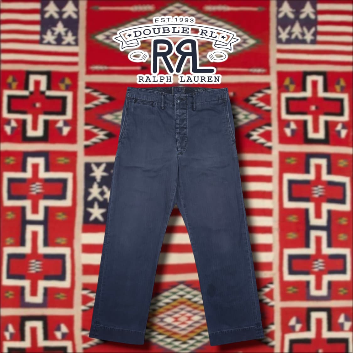 [28x30] RRL 더블알엘 가먼트 다이 헤링본 필드 팬츠 블랙 상품이미지1