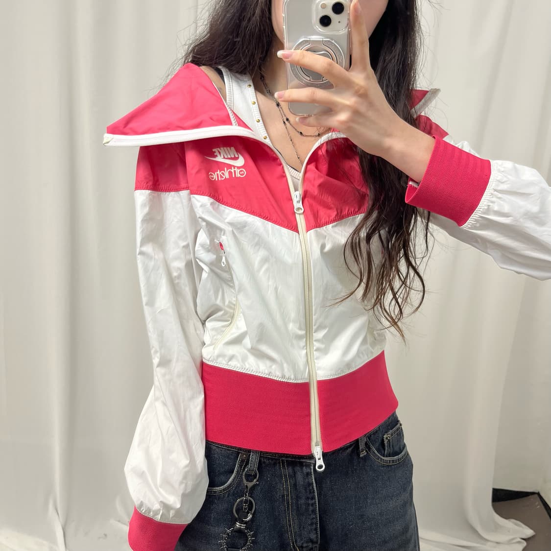 Nike pink windrunner 2way windbreaker 상품이미지3