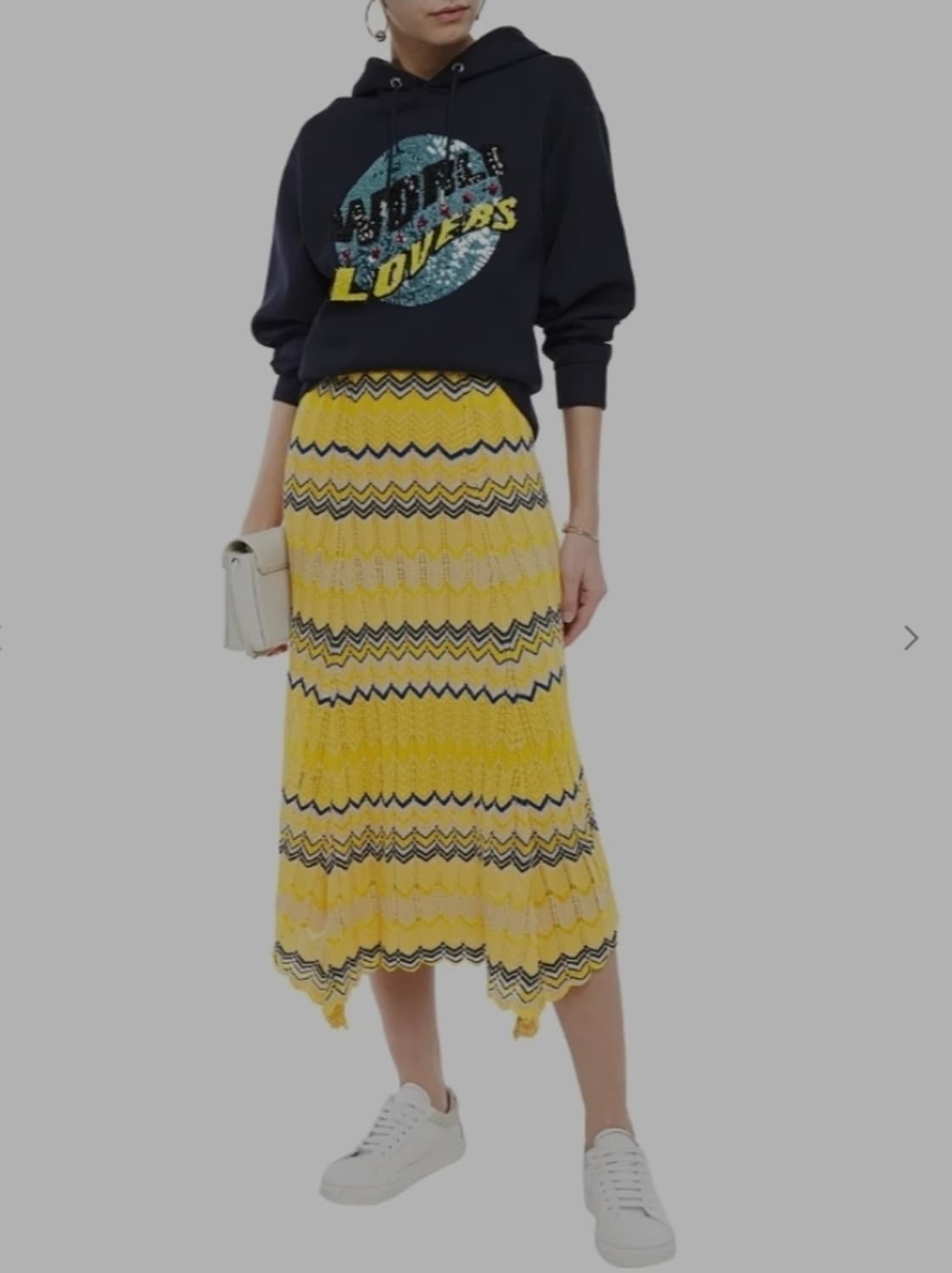 산드로 지그재그 쉐브론 패턴 니트 밴딩 롱스커트 55~66 상품이미지1