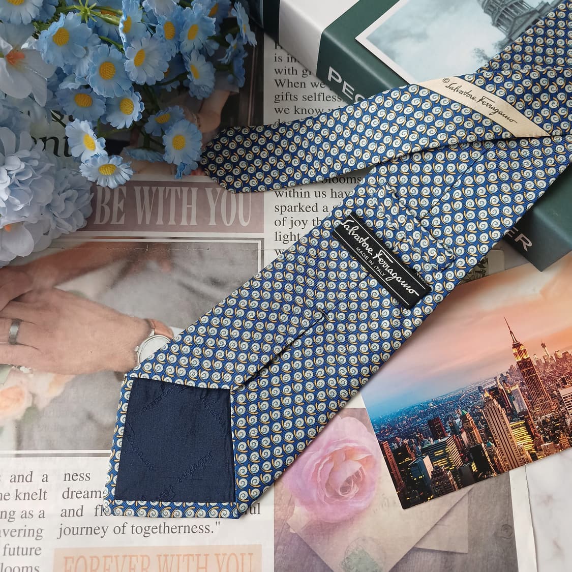 살바토레 페라가모 달팽이 모티브 넥타이 9.2cm S~A+등급 E930 상품이미지4