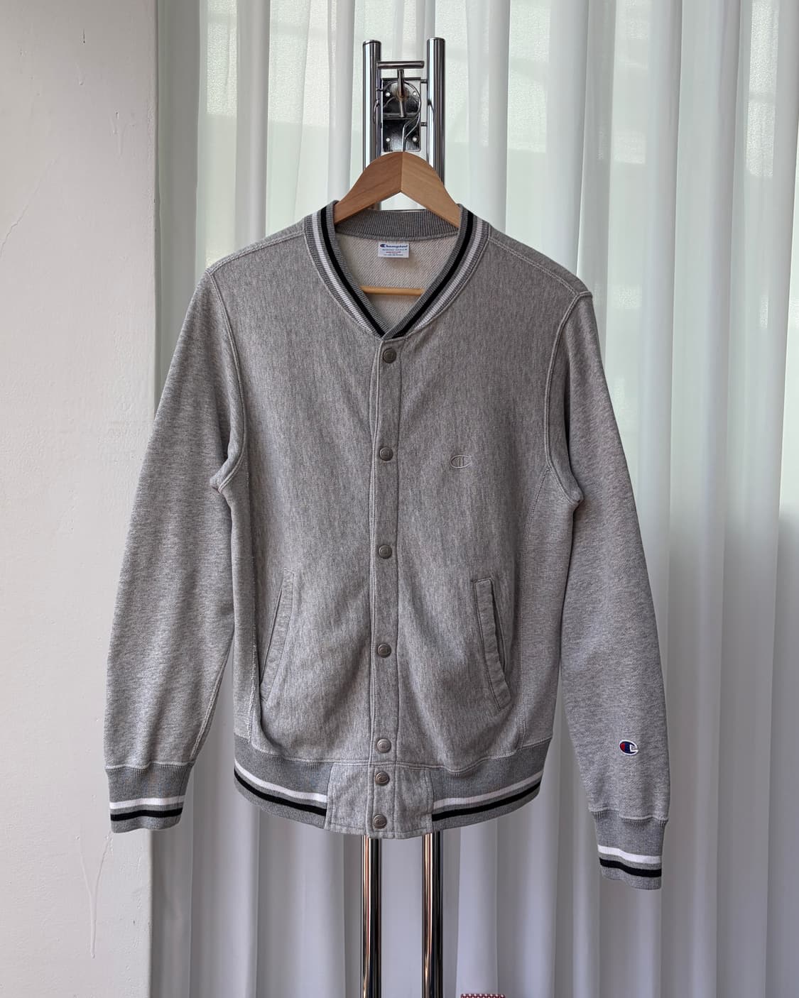 [M]챔피온 리버스위브 코튼 스냅 바시티 자켓 상품이미지3