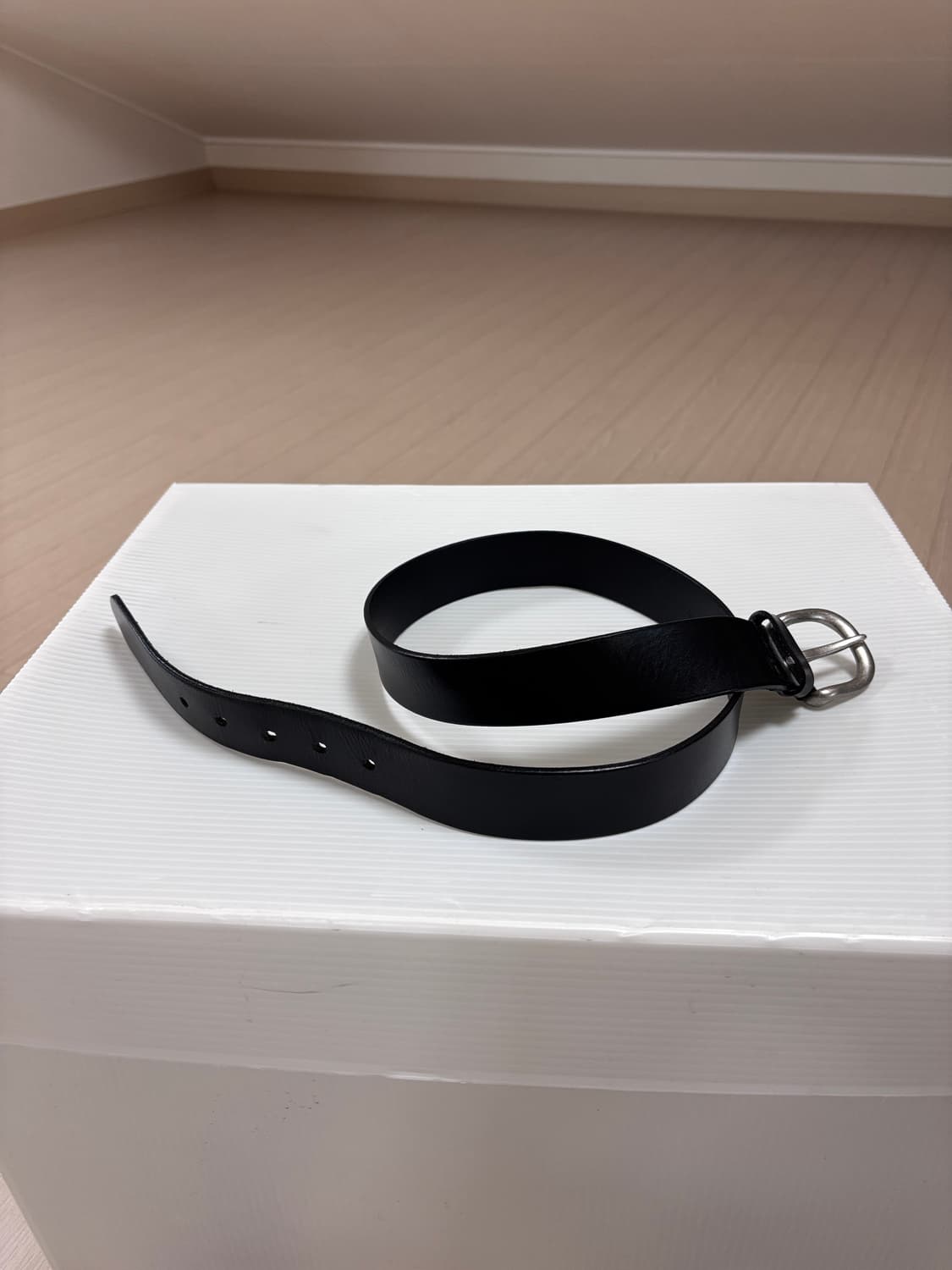 페이퍼리즘 이탈리안 불하이드 레더 벨트 블랙/실버 상품이미지2