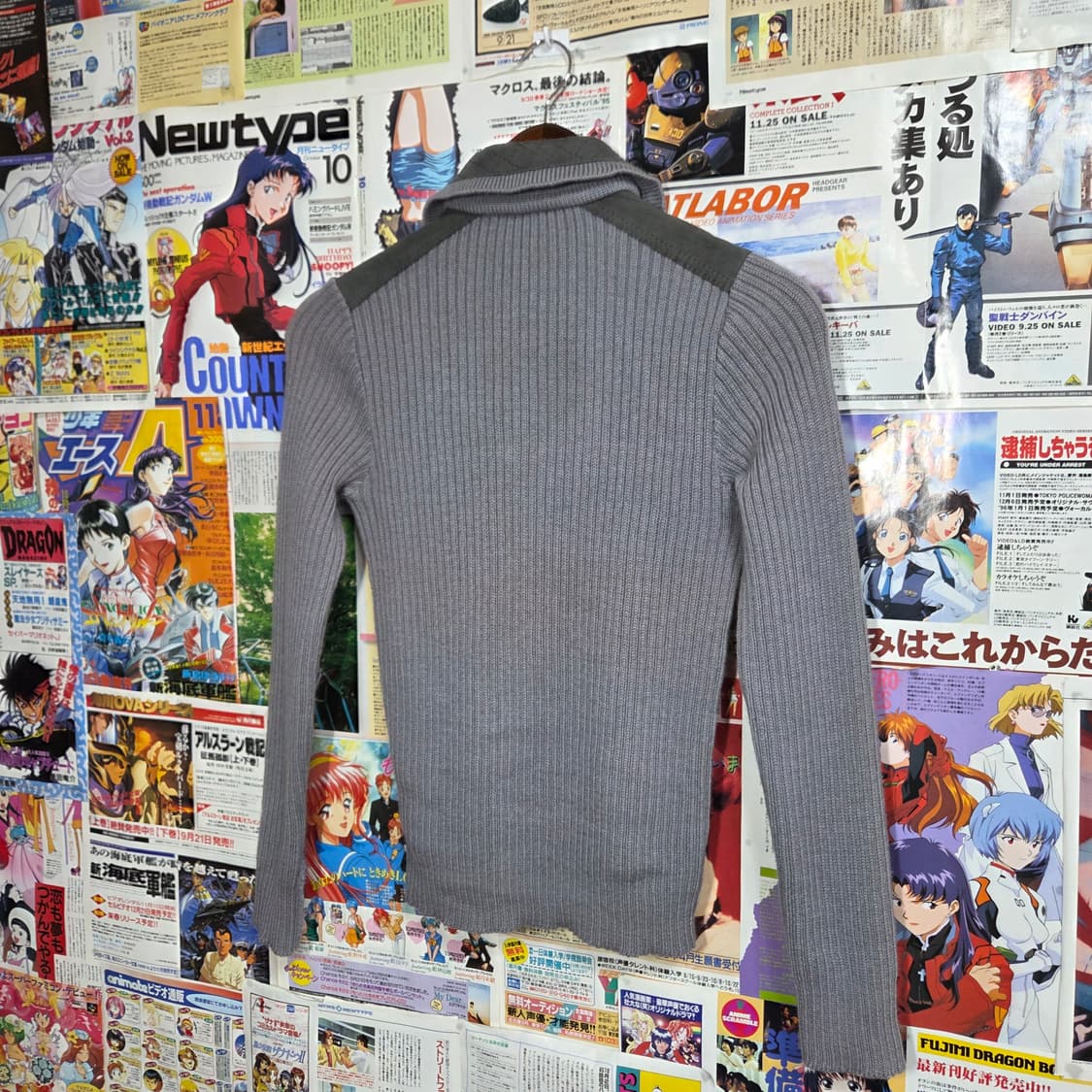 빈티지 골지 스웨이드 배색 슬림핏 니트 집업 상품이미지6