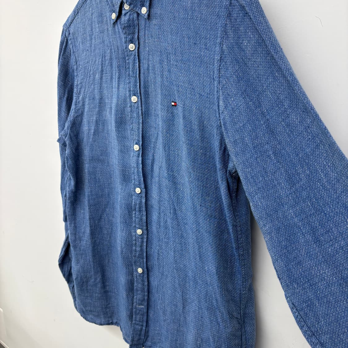 타미힐피거 블루 린넨 셔츠 남성 S 상품이미지3