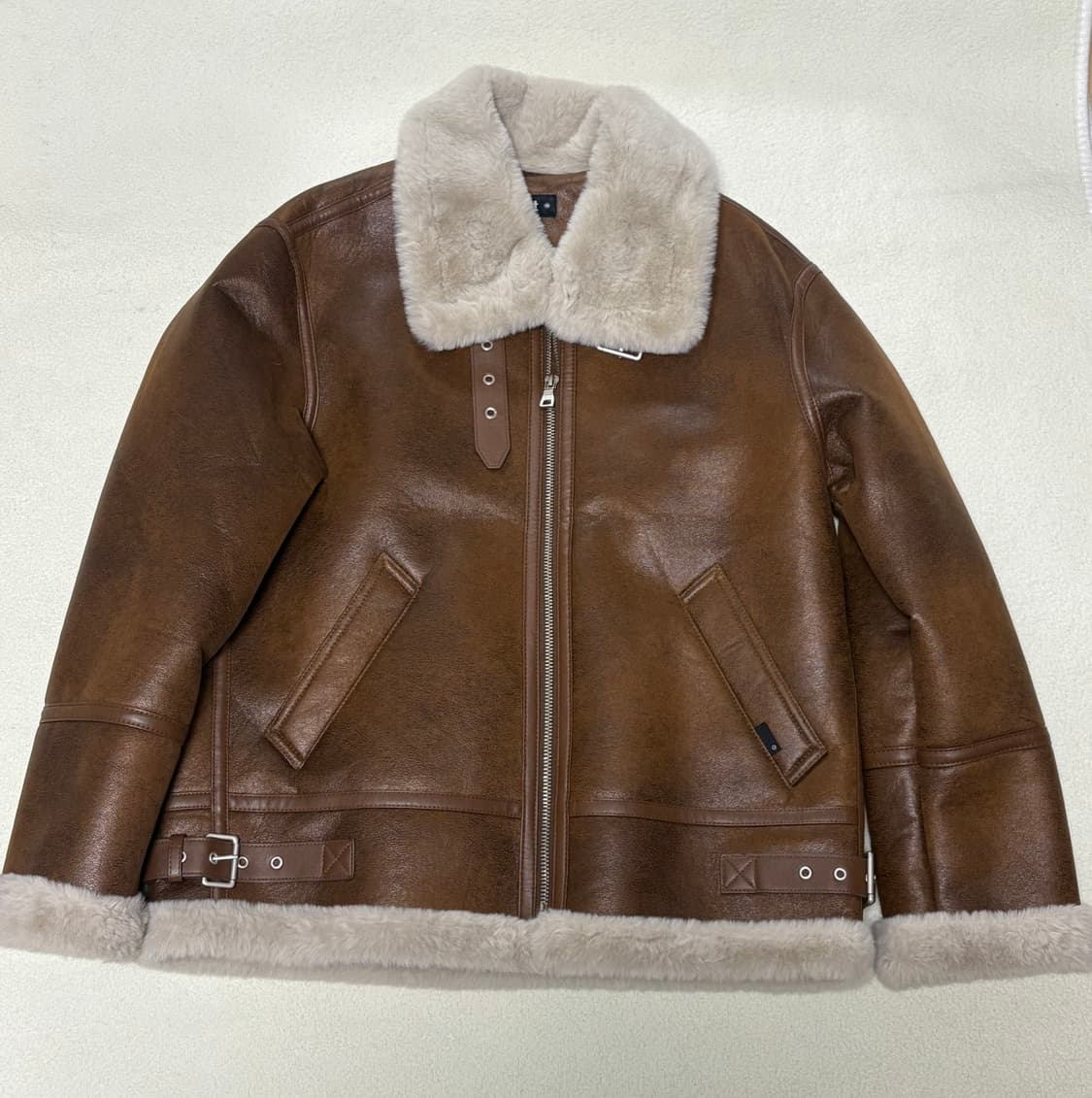 레프트서울 에비에이터 B-3 무스탕 브라운 상품이미지5