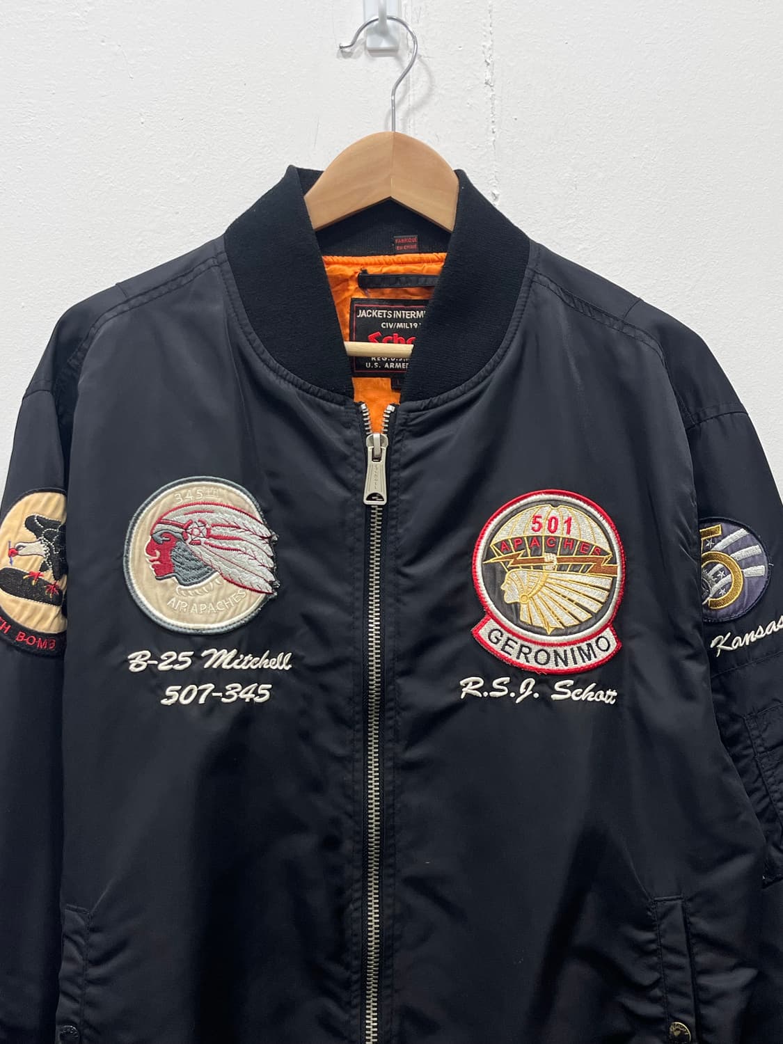 Schott 쇼트 Apache MA-1 패치워크 봄버 L 상품이미지4