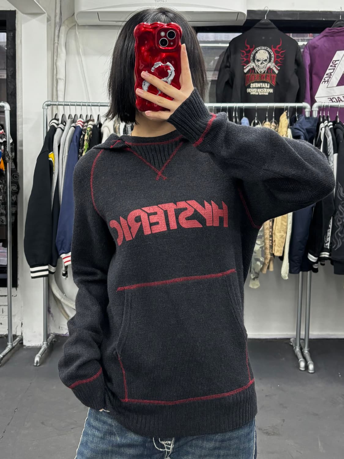 히스테릭 글래머 빅로고 니트 후드 상품이미지2