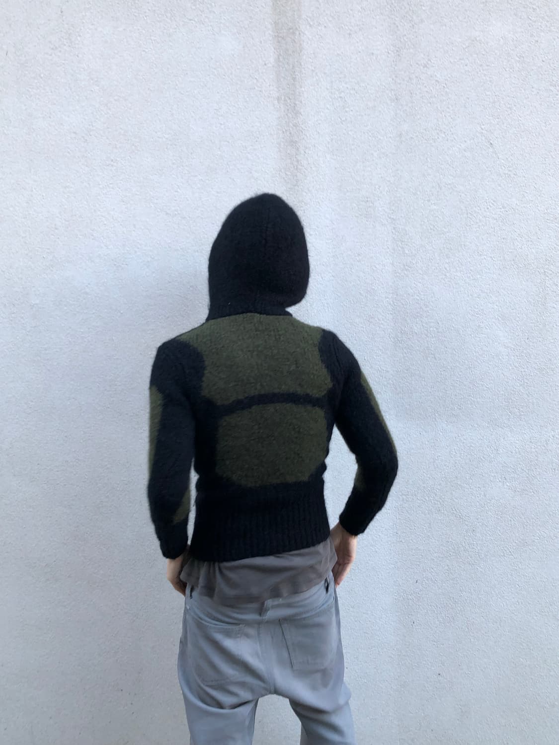 스컬 프린팅 울 후드 상품이미지3