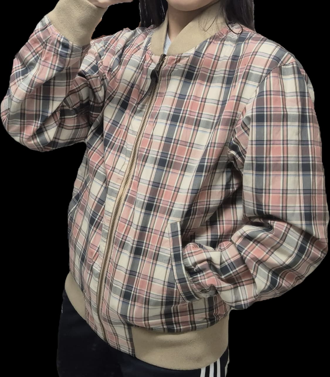 유니클로 JW Anderson리버시블 블루종 집업 점퍼/핑크 체크무늬 상품이미지5