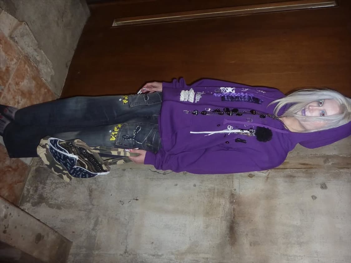 Purple-trim hooded zip-up 상품이미지3