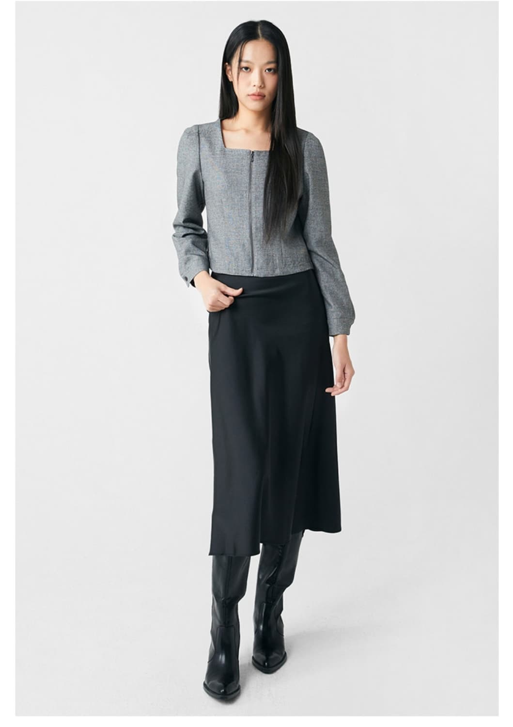 (새상품) 미쏘 스퀘어넥 집업블라우스 L사이즈 상품이미지6