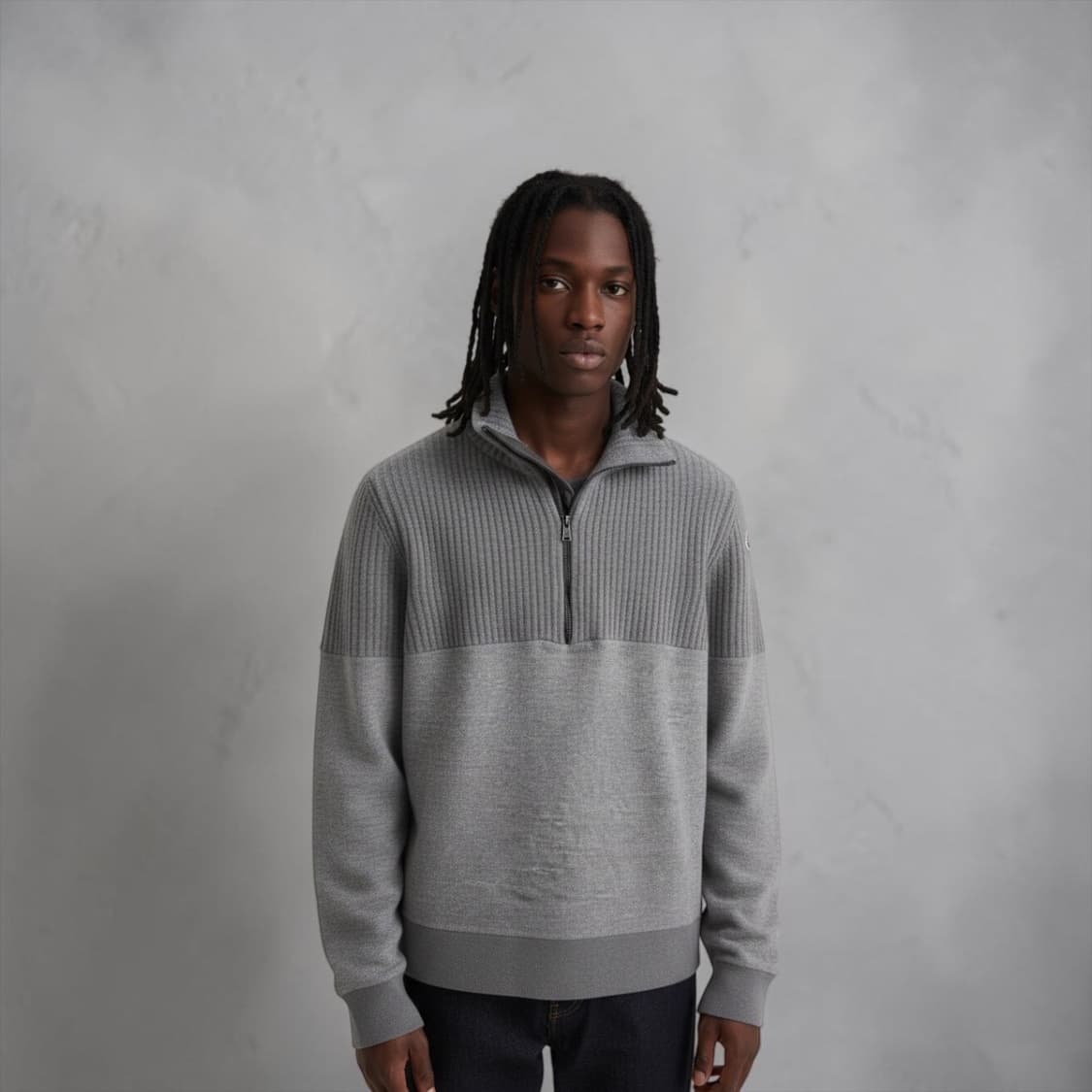 .S/ 몽클레어 투톤 골지 스웻 니트 하프집업 상품이미지1